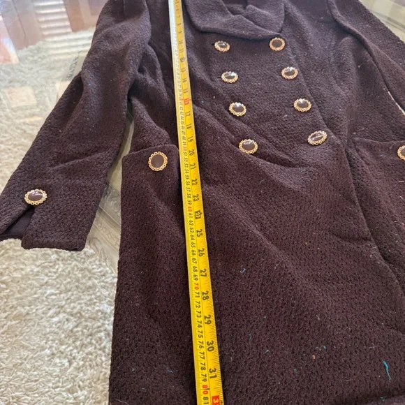St John Collection Vintage Tweed Brown Speckle Knit Double Breasted Pea Coat 10 - Picture 9 of 10